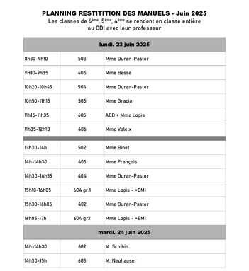 Planning restitution manuels scolaires=Lundi 23 juin 2025 et Mardi 24 juin 2025.jpg