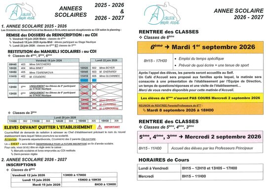 mémos x 2=dates formalités réinsc pour 2026.2027 +dates insc 2026.2027 + dates rentrée 2026.2027 + horaires CLG=ENT (MODIFICATIF).jpg